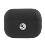Etui BMW Apple AirPods Pro Cover Geniune Leather Silver Logo Czarny Case