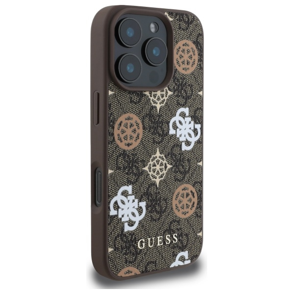 Etui Guess iPhone 16 Pro Max brązowy/brown MagSafe PU Peony On 4G Background