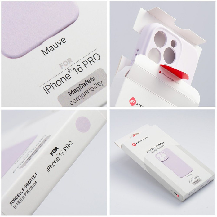 Etui na iPhone 16 PRO Forcell F-Protect Rubber Premium zgodny z MagSafe fiołkoworóżowy 0INT