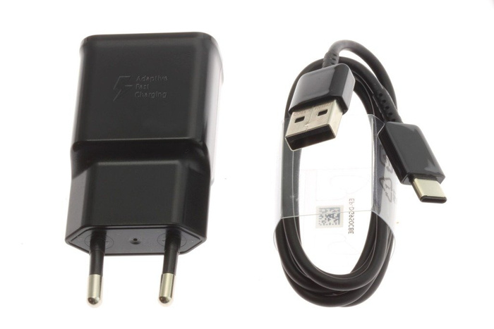 Oryginalna ŁADOWARKA SAMSUNG Fast Charging EP-TA200 + Kabel USB-C Galaxy S8 S9 S10 Note 8 9 Czarna