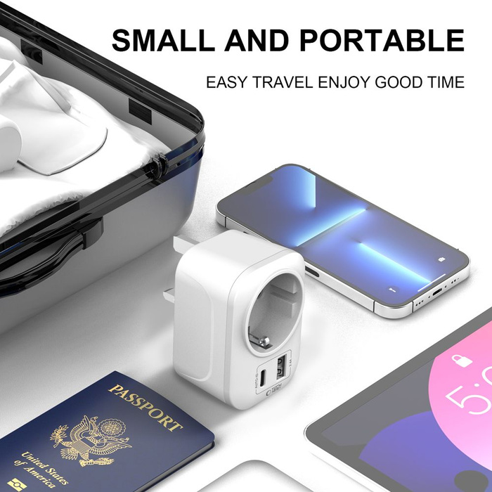 TECH-PROTECT TA100 TRAVEL ADAPTER UK TO EU WHITE