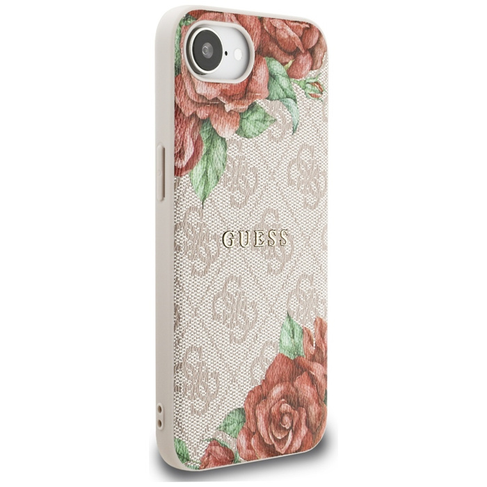 Etui Guess 4G Flowers Print MagSafe do   iPhone 16e różowy