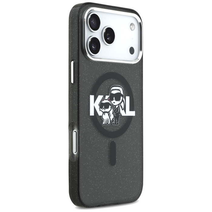 Etui Karl Lagerfeld IML Glitter Karl &   Choupette Sketch Logo MagSafe do iPhone 17 Pro Max czarny