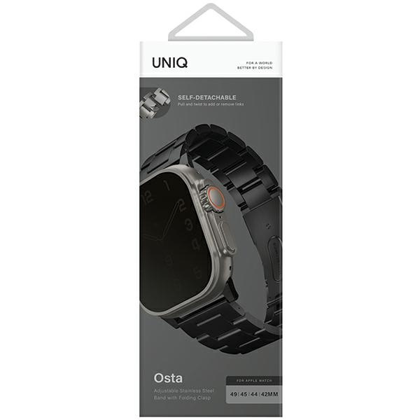 Pasek UNIQ pasek Osta Apple Watch 42/44/45/ 49mm Series 1/2/3/4/5/6/7/8/SE/SE2/Ultra Stainless Steel czarny/midnight black