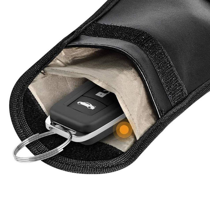 Etui antykradzieżowe na klucze samochodowe blokujące fale radiowe Faraday Box klatka Faradaya 14 cm z 10 cm czarny