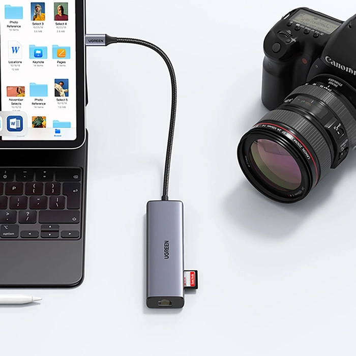 Adapter Hub UGREEN, USB-C do 2x USB 3.0, HDMI, RJ45, SD/TF 90568