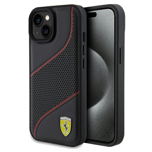 Etui Ferrari FEHCP15SPWAK iPhone 15 / 14 / 13 6.1" czarny/black hardcase Perforated Waves Metal Logo Case