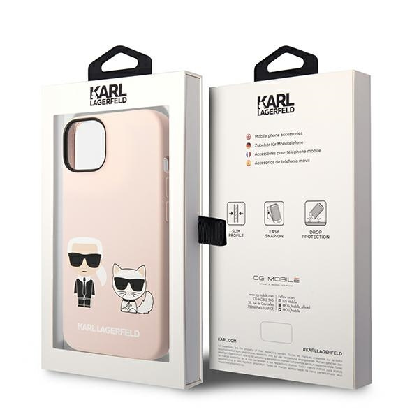 Etui KARL LAGERFELD Apple iPhone 14 Silicone Karl & Choupette Magsafe Jasnoróżowy Hardcase