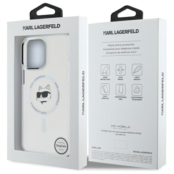 Karl Lagerfeld KLHMP14XHLSCHH iPhone 14   Pro Max 6.7" biały/white hardcase IML Metal Choupette Head MagSafe