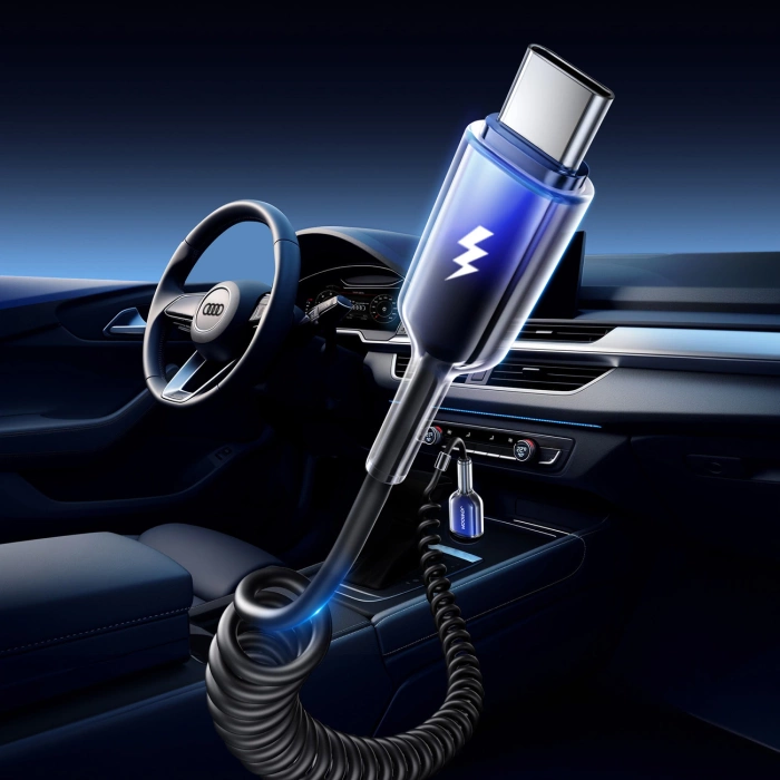 Kabel spiralny Joyroom S-A43 Crystal-Clear Series 3A USB-A - USB-C 1,5m - czarny