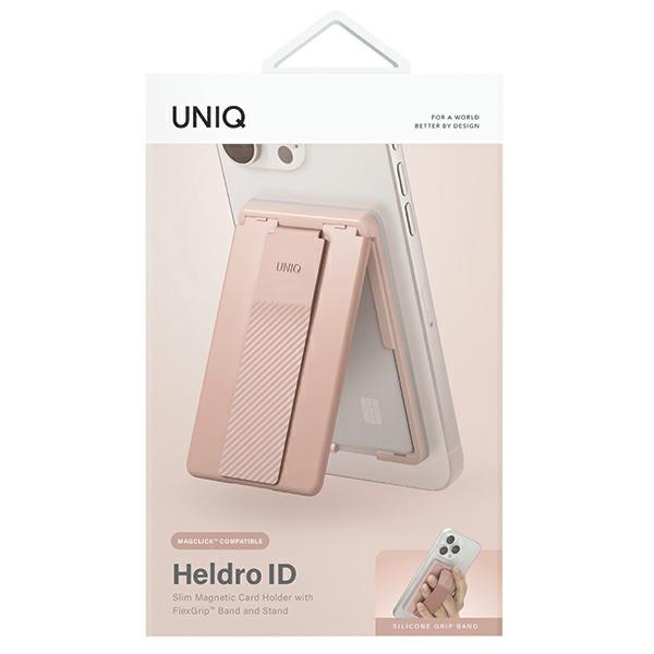 UNIQ Heldro ID magnetyczny portfel z podpórką i opaską różowy/blush pink