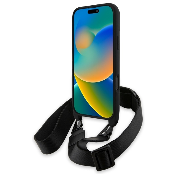 Etui BMW iPhone 16 Pro Max czarny/black hardcase M Edition Carbon Stripe & Strap