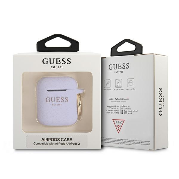 Etui GUESS Apple AirPods Silicone Glitter Purpurowy Case