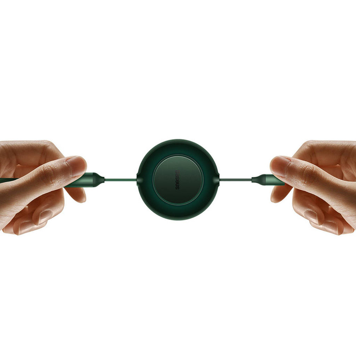 Baseus Bright Mirror 2 zwijany kabel przewód 3w1 USB Typ A - micro USB + Lightning + USB Typ C 66W 1.1m zielony (CAMJ010106)