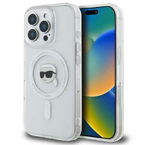 Etui Karl Lagerfeld iPhone 16 Pro 6.3" biały/white hardcase IML Metal Karl Head MagSafe