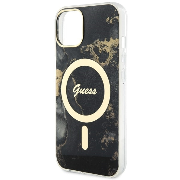 Etui Guess GUHMP14SHTMRSK iPhone 14 6.1" czarny/black hardcase Golden Marble MagSafe Case