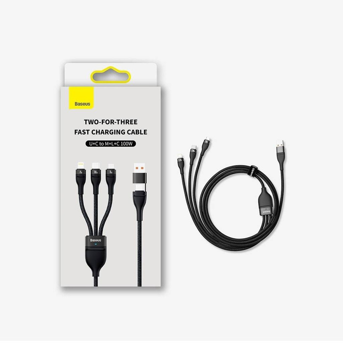 Baseus Flash Series II kabel USB Typ C / USB Typ A - USB Typ C / Lightning / micro USB 100 W 1,2 m fioletowy (CASS030105)