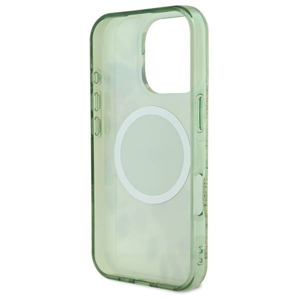Etui Guess iPhone 16 Pro 6.3" zielony/green hardcase IML Flower & Tonal Circle MagSafe