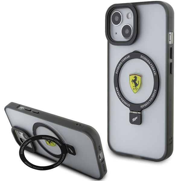 Etui Ferrari FEHMP15SUSCAK iPhone 15 6.1" czarny/black hardcase Ring Stand 2023 Collection MagSafe Case
