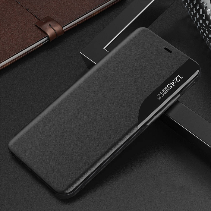Eco Leather View Case elegancki futerał etui z klapką i funkcją podstawki iPhone 13 Pro czarny