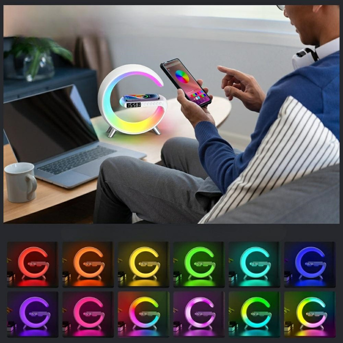 Wielofunkcyjna Lampka MajesticLine       z budzikiem i głośnikiem bluetooth biały