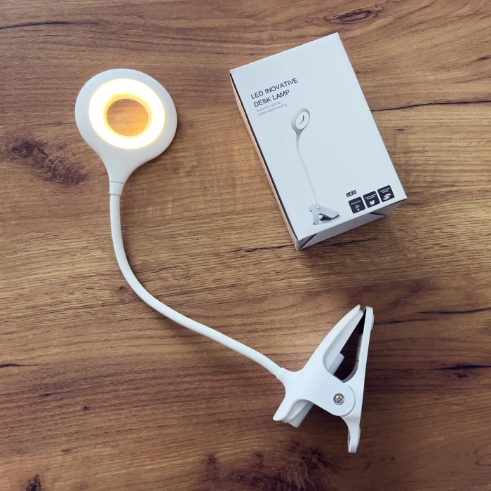 Bezprzewodowa lampka LED do czytania z klipsem + kabel micro USB biały