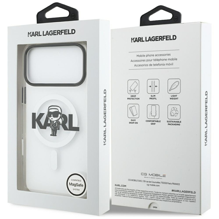 Etui Karl Lagerfeld IML Karl Sketch Logo MagSafe do iPhone 17 Pro Max przezroczysty