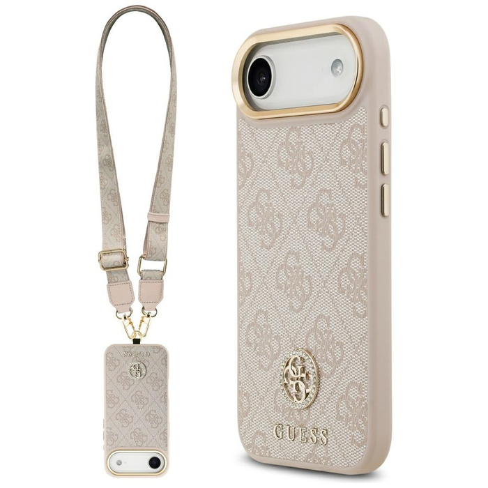 Etui Guess 4G Strass Logo & Big Strap    Metal Buttons MagSafe do iPhone Air różowy