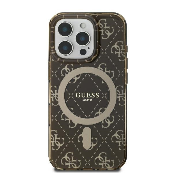 Etui Guess iPhone 16 Pro 6.3" brązowy/brown hardcase IML 4G Background MagSafe
