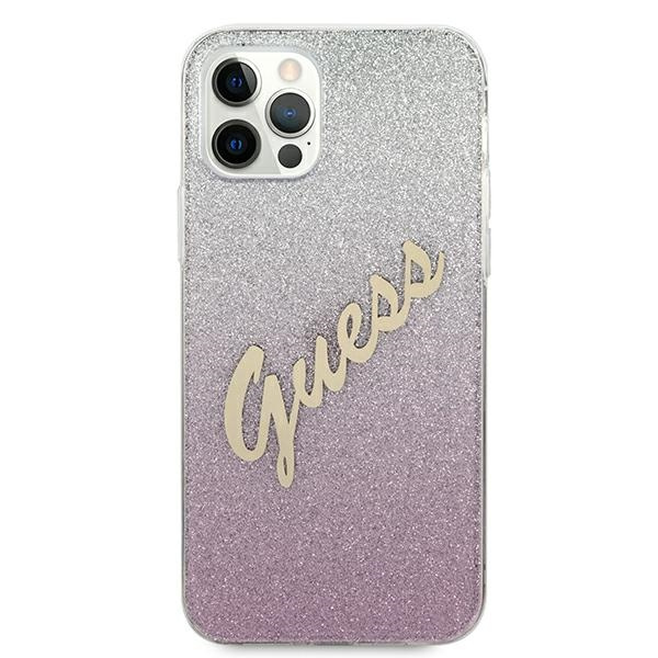 Etui GUESS Apple iPhone 12 Pro Max Glitter Gradient Script Różowy Hardcase