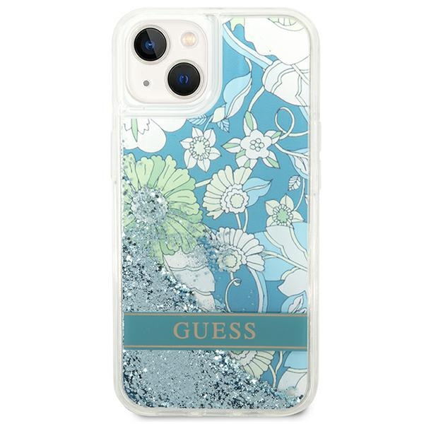 Etui GUESS Apple iPhone 14 Flower Liquid Glitter Zielony Hardcase