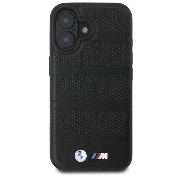 Etui BMW iPhone 16 6.1" czarny/black hardcase M Perforated And Stitched Line MagSafe