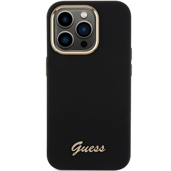 Etui Guess GUHCP15LSMBSLK iPhone 15 Pro 6.1" czarny/black hardcase Silicone Script Metal Logo & Frame Case