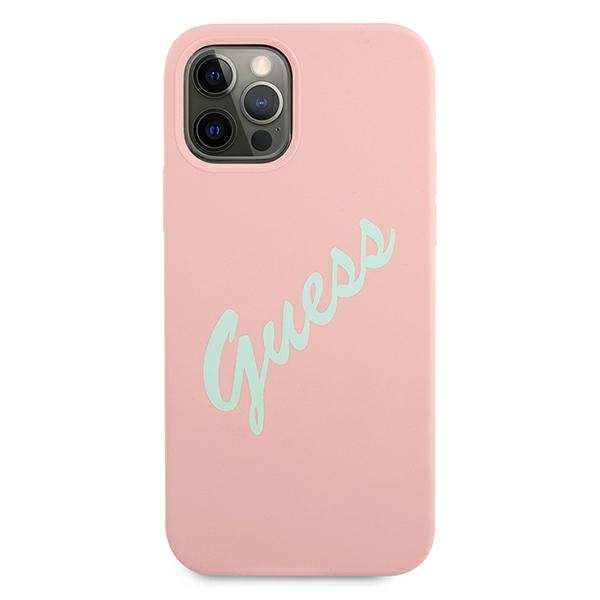 Etui GUESS Apple iPhone 12 12 Pro Silicone Vintage Różowy Zielony Hardcase