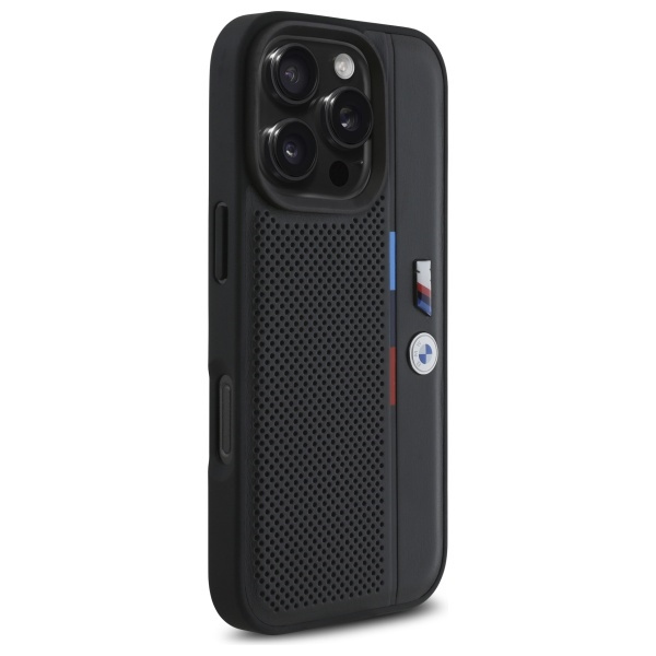 Etui BMW iPhone 16 Pro Max 6.9" czarny/black hardcase M Perforated Tricolor Detail Line