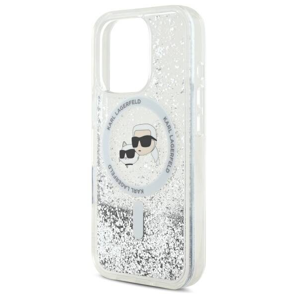 Etui Karl Lagerfeld iPhone 16 Pro Max 6.9" hardcase transparent Liquid Glitter Karl&Choupette Head Magsafe