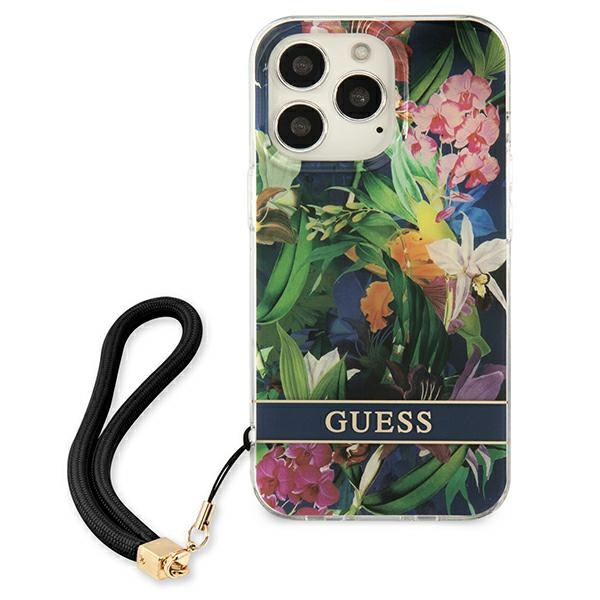 Etui GUESS Apple iPhone 13 Pro Max Flower Strap Niebieski Hardcase