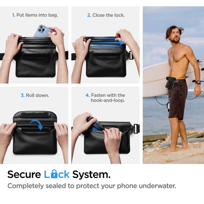 Etui Spigen A621 Universal Waterproof Case & Waist Bag Black