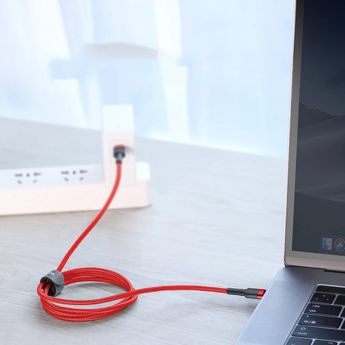 Kabel Baseus CATKLF-G91 USB-C - USB-C PD QC 60W 3A 480Mb/s 1m - czarno-czerwony