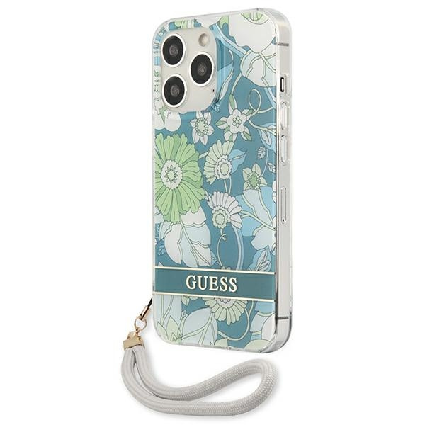 Etui GUESS Apple iPhone 13 13 Pro Flower Strap Zielony Hardcase
