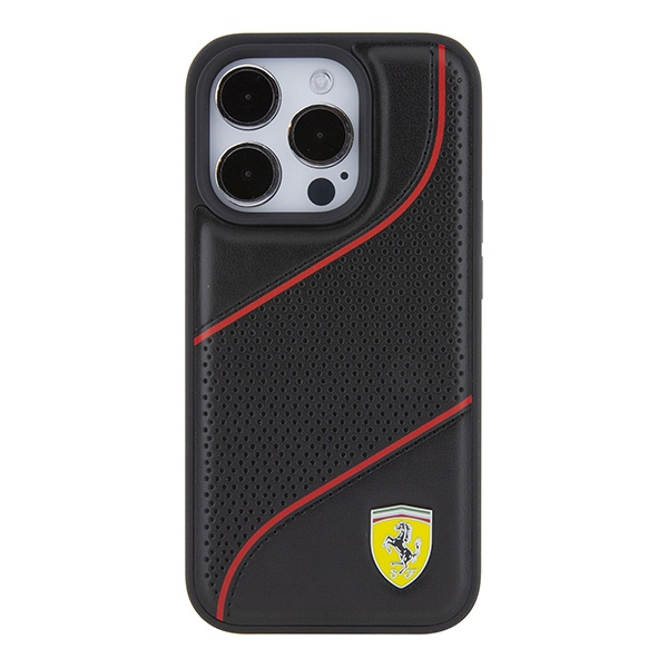 Etui Ferrari FEHCP15LPWAK iPhone 15 Pro 6.1" czarny/black hardcase Perforated Waves Metal Logo Case