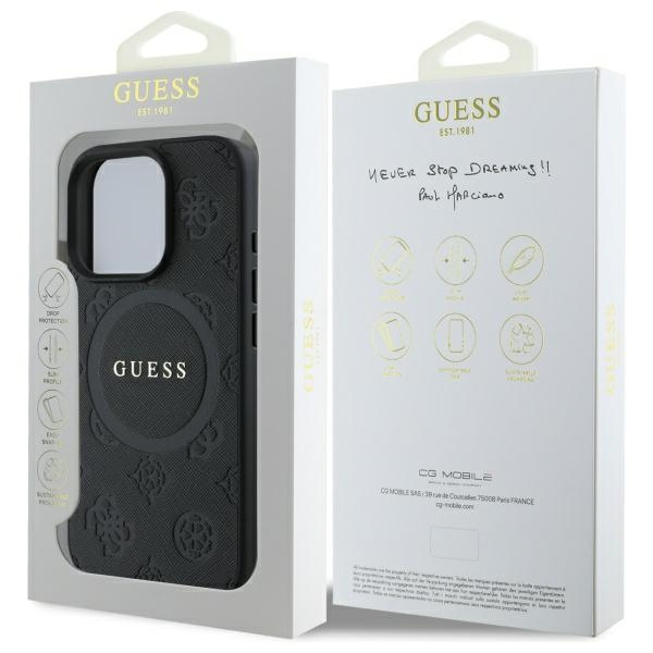 Etui Guess iPhone 16 Pro Max 6,9" czarny/black HC MagSafe Safiano Peony Classic Logo
