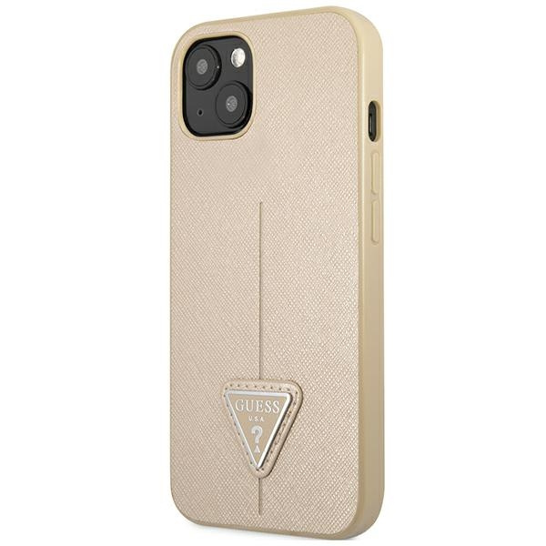Etui GUESS Apple iPhone 14 Plus SaffianoTriangle Logo Beżowy Hardcase