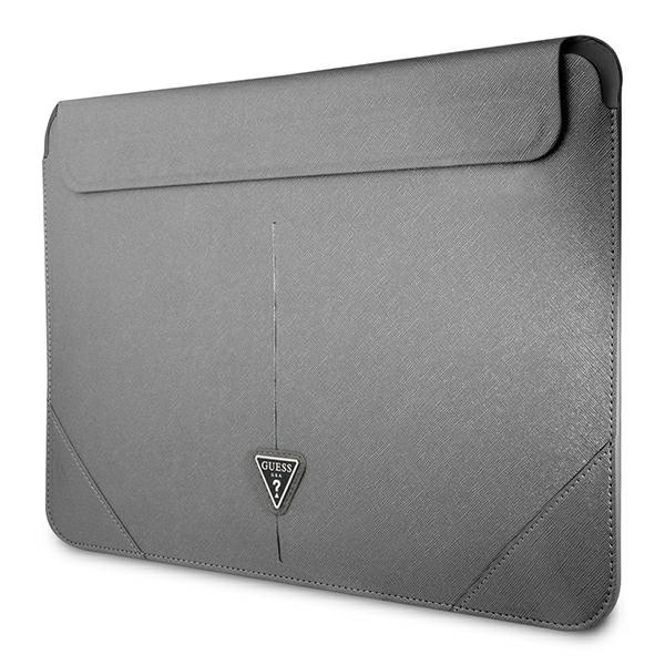 Etui GUESS Laptop 16 Sleeve Saffiano Triangle Logo Srebrny Case