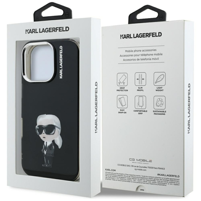 Etui Karl Lagerfeld IML Aquarelle Karl   & Logo MagSafe do iPhone 16 Pro Max czarny