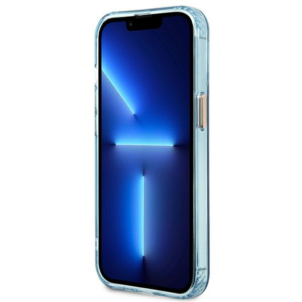 Etui GUESS Apple iPhone 13 13 Pro Gold Outline Translucent MagSafe Niebieski Hardcase