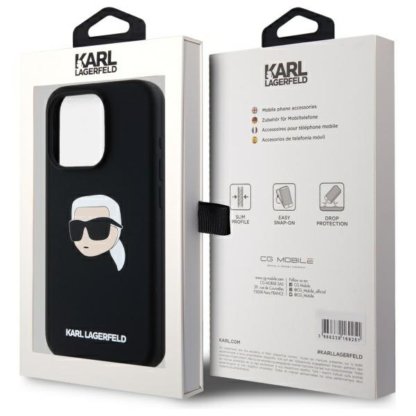 Karl Lagerfeld KLHMP15LSKHPPLK iPhone 15  Pro 6.1" czarny/black hardcase Silicone Karl Head Print MagSafe