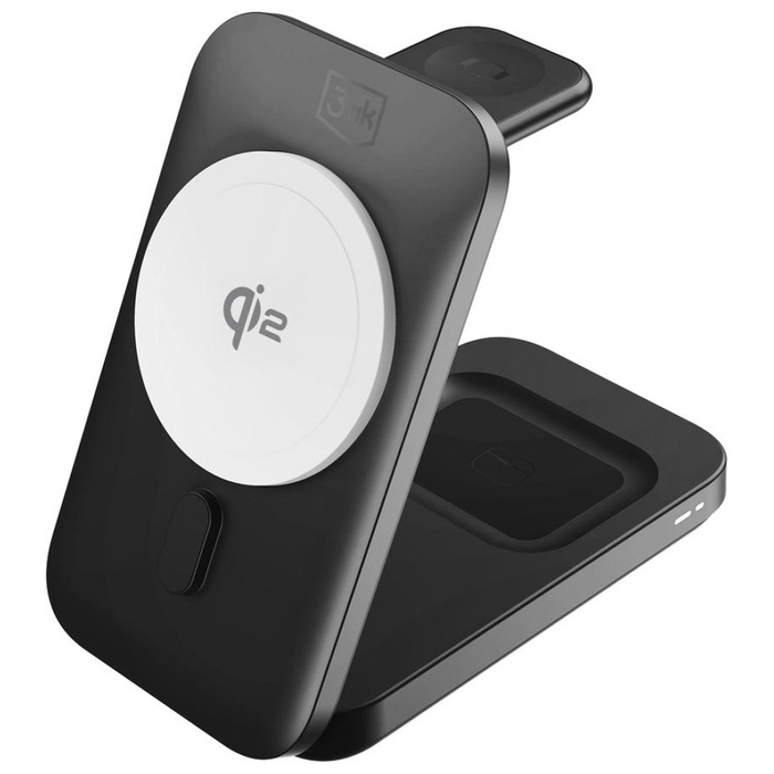 Ładowarka indukcyjna 3MK MagRocket 3w1   15W Qi2 MPP czarny