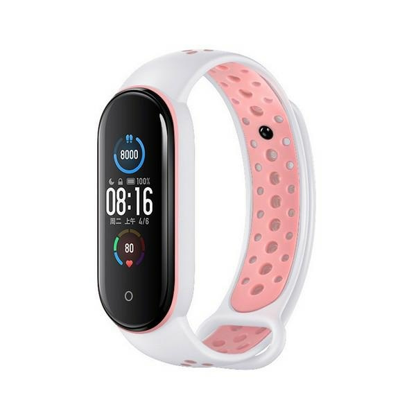 Beline pasek Design Mi Band 7/6/5biało-różowy /white-pink