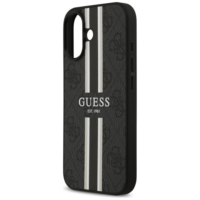 Etui Guess 4G Printed Stripes MagSafe do iPhone 17 czarny